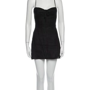 Reformation linen Black Mini Dress with Spaghetti Straps XS 0 100% Linen